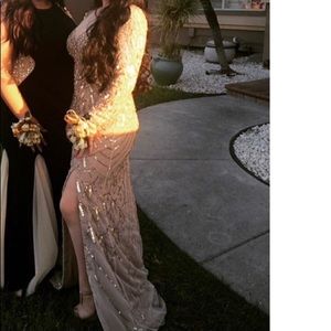 Gold Sequenced Long Sleeve Dress